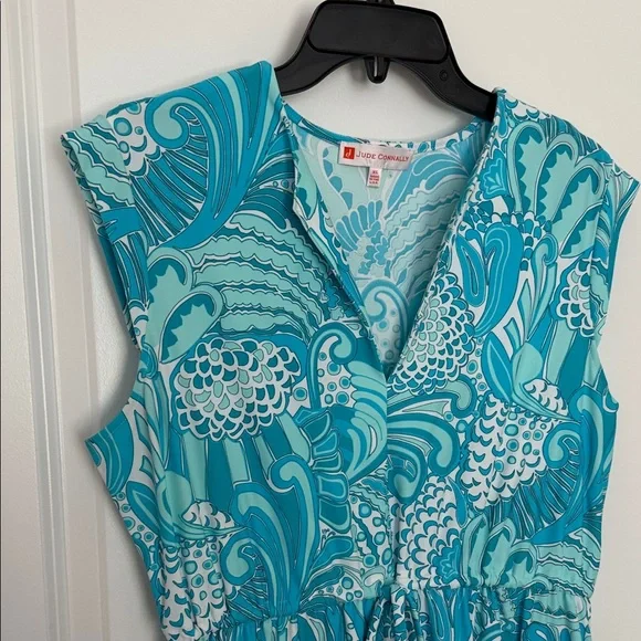 Jude Connally aqua blue and White Sleeveless Dress - Picture 3 of 7